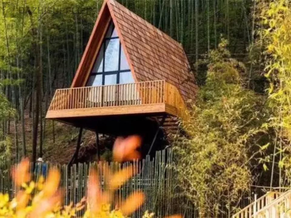 Prefab House Kits , Modern Light Steel Frame Bungalow，Holiday resort triangle house, mobile house,wooden house