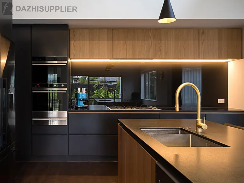 Matt Lacquer Finished Black Kitchen Cabinet